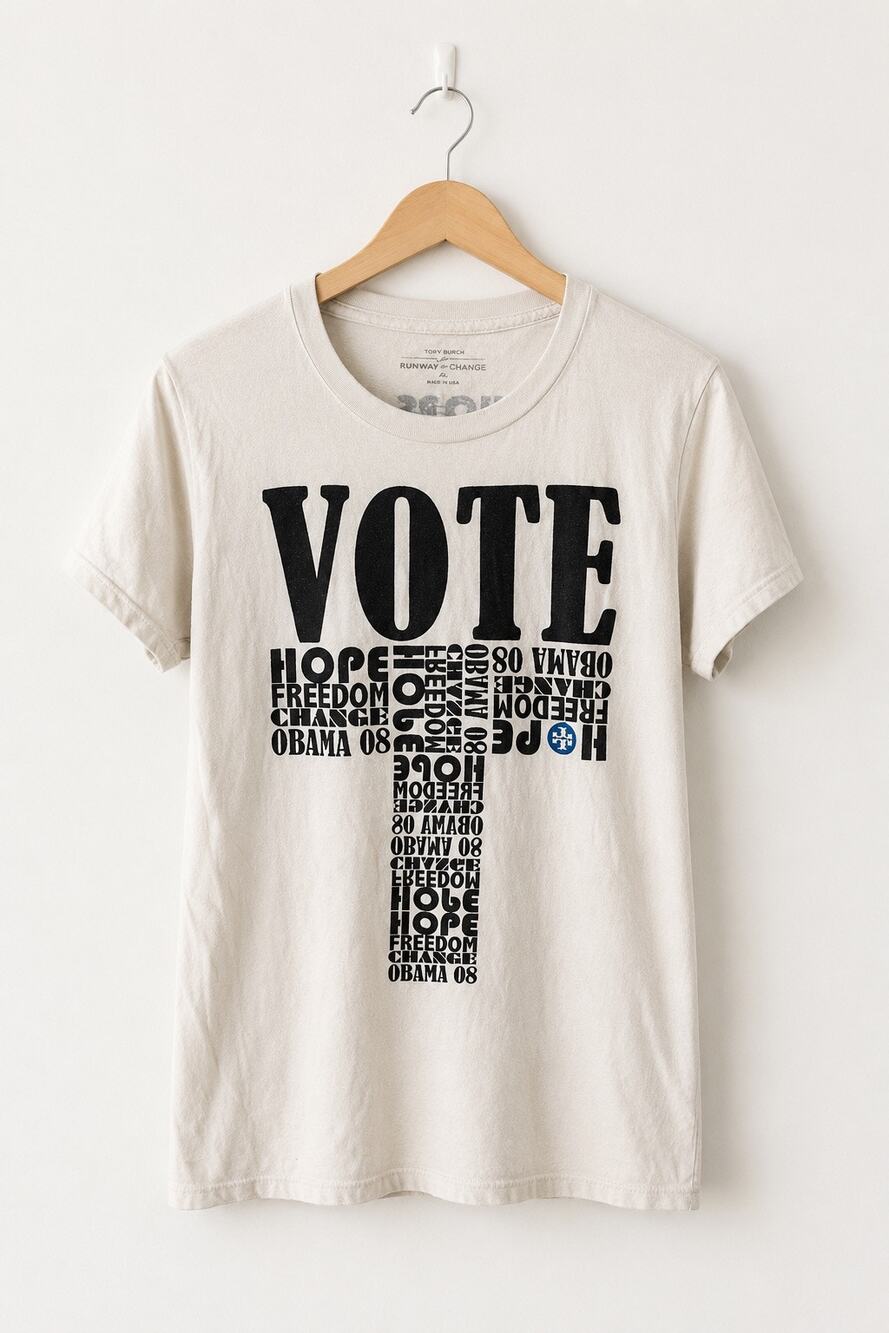 Tory Burch Runway for Change Obama 2008 “VOTE” Graphic Tee – Rare Collectible